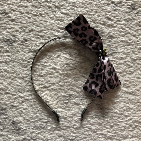 Vintage black & gray leopard print bow headband - Picture 6 of 6